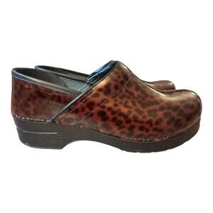 Dansko Professional Clog Cheetah Tortoise Patent Leather Women size 41 US 11